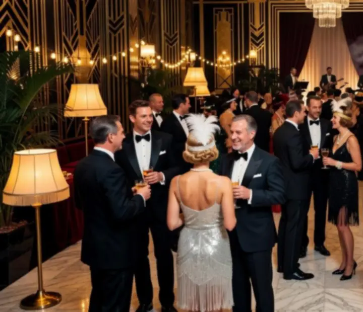 Stylová Great Gatsby párty s hosty v elegantních šatech